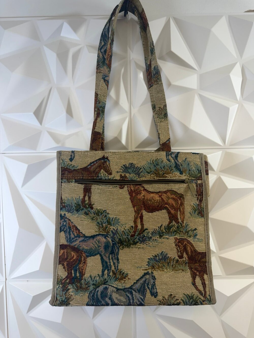 JADE Horse Tapestry Tote Bag with Matching Coin Purse Set